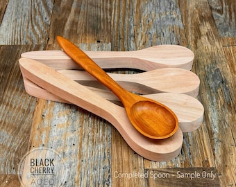 Cherry Wood Spoon Carving Blanks: Aged Air Dried Wood (Set of 4)