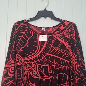 NWT Missing Polynesia Modern Hawaiian Aloha Blouse Dolman Sleeve Rayon Jersey Sz XL