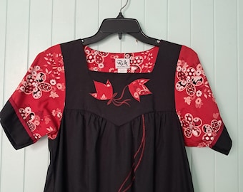 Wahine Toa Hawaiian Modern Dress Aloha Sz S Taro Kalo Red Black - Etsy