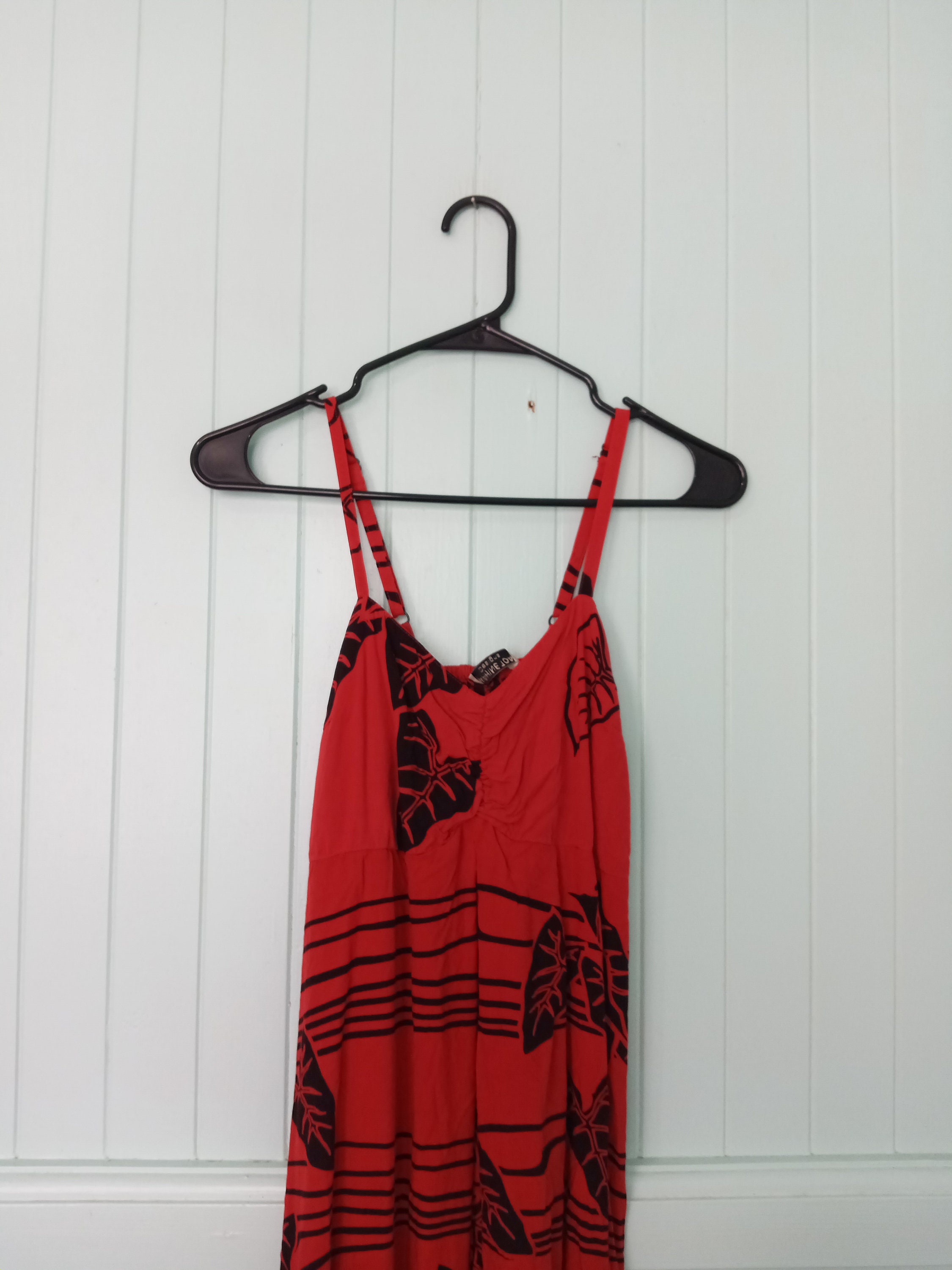 Wahine Toa (ワヒネトア)ドレス Wahine Toa Hawaiian Modern Dress Aloha Sz S Taro Kalo Red Black - Etsy
