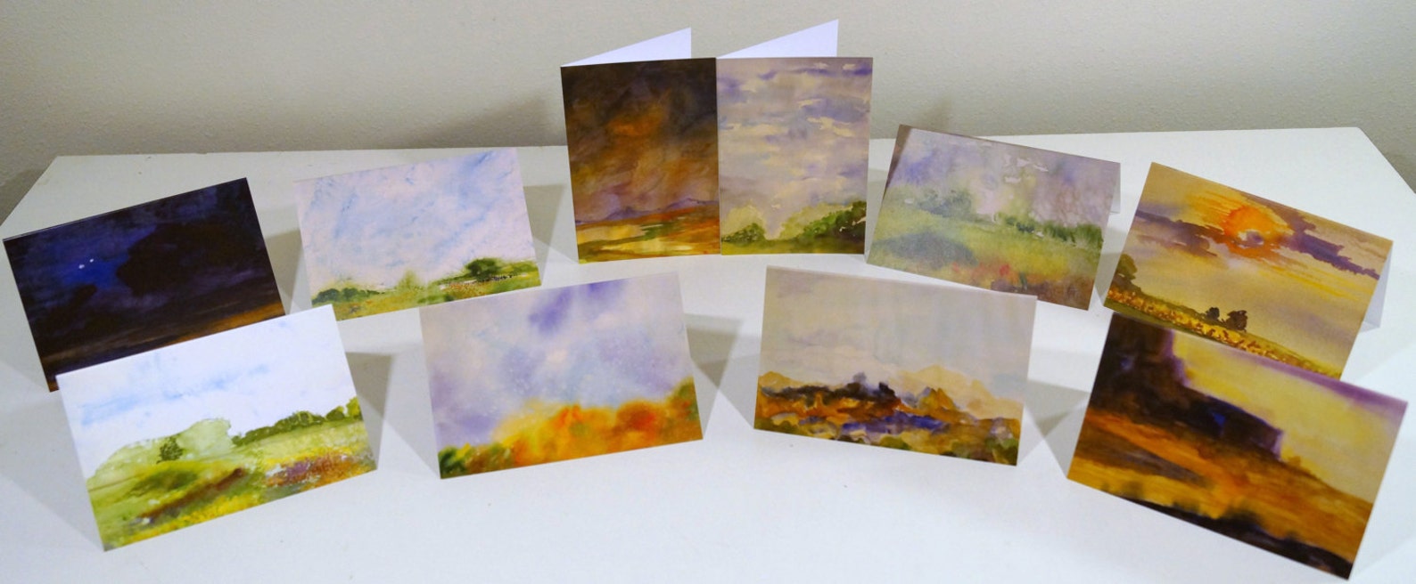 Watercolor Landscape Note Card Set, 10 Card Set - Etsy