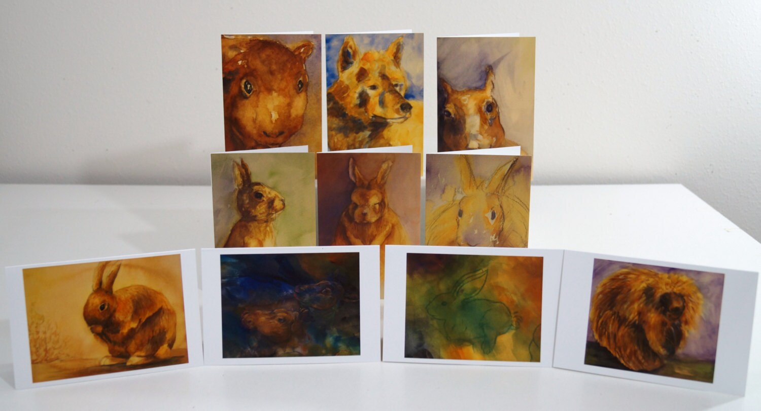 Animals Note Card Set, 10 Card Set - Etsy