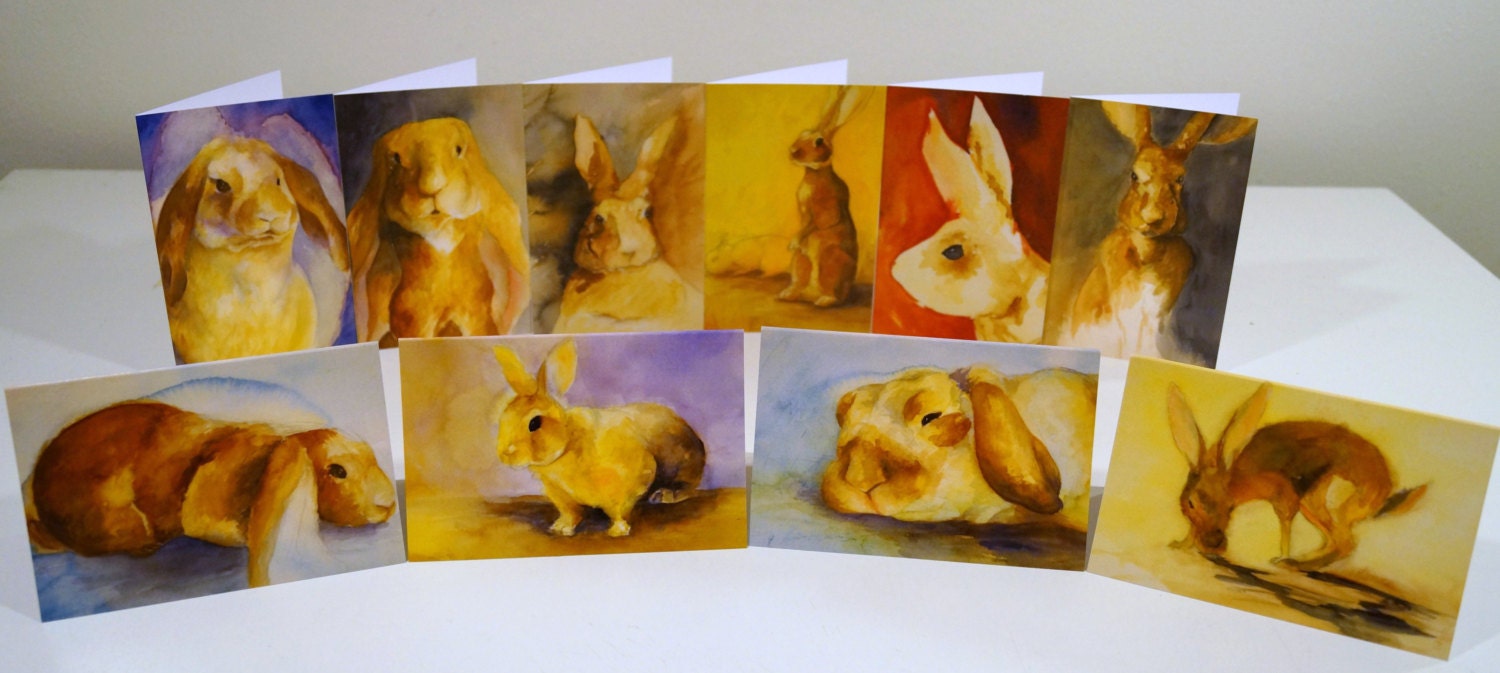 Rabbit Note Card Set, 10 Cards Set - Etsy