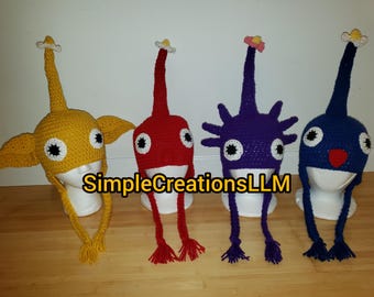 バフピクミンフィギュア、樹脂3Dプリント | 鮮やかな赤、青、黄色の