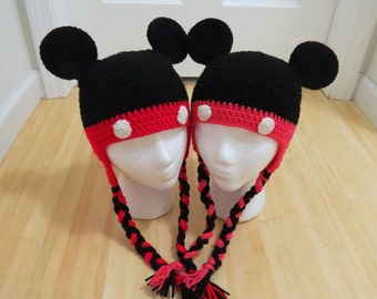 Crochet Mickey Mouse Ear Flap Hat: Handmade Winter Beanie