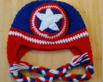 Crochet Baby Captain America Hat: Newborn Costume