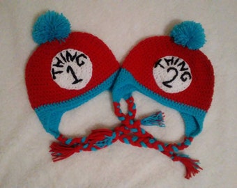 Handmade Crochet Thing 1 Thing 2 Hat: Toddler & Infant