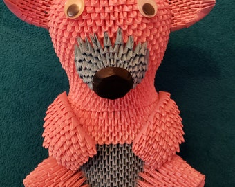 REARY TO SHIP, Bear 3D Origami, Bear, pink bear