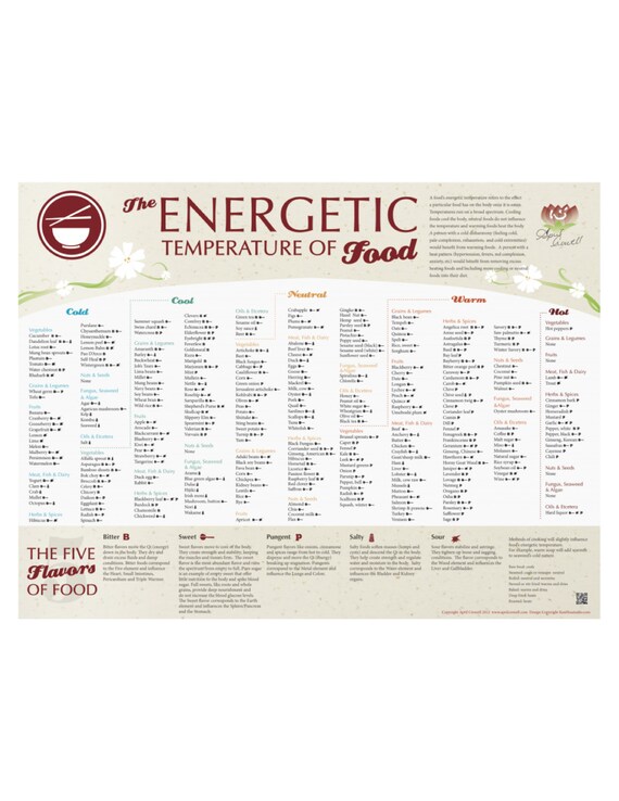 The Energetic Temperature Of Food Chart 18x24 Poster Etsy