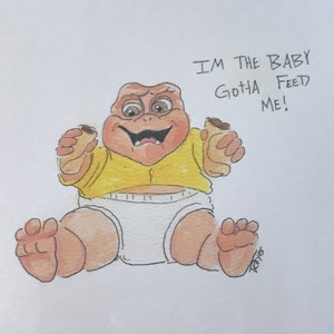 Baby Sinclair I’m the baby gotta feed me illustration art print Disney 6” x 8” v4981