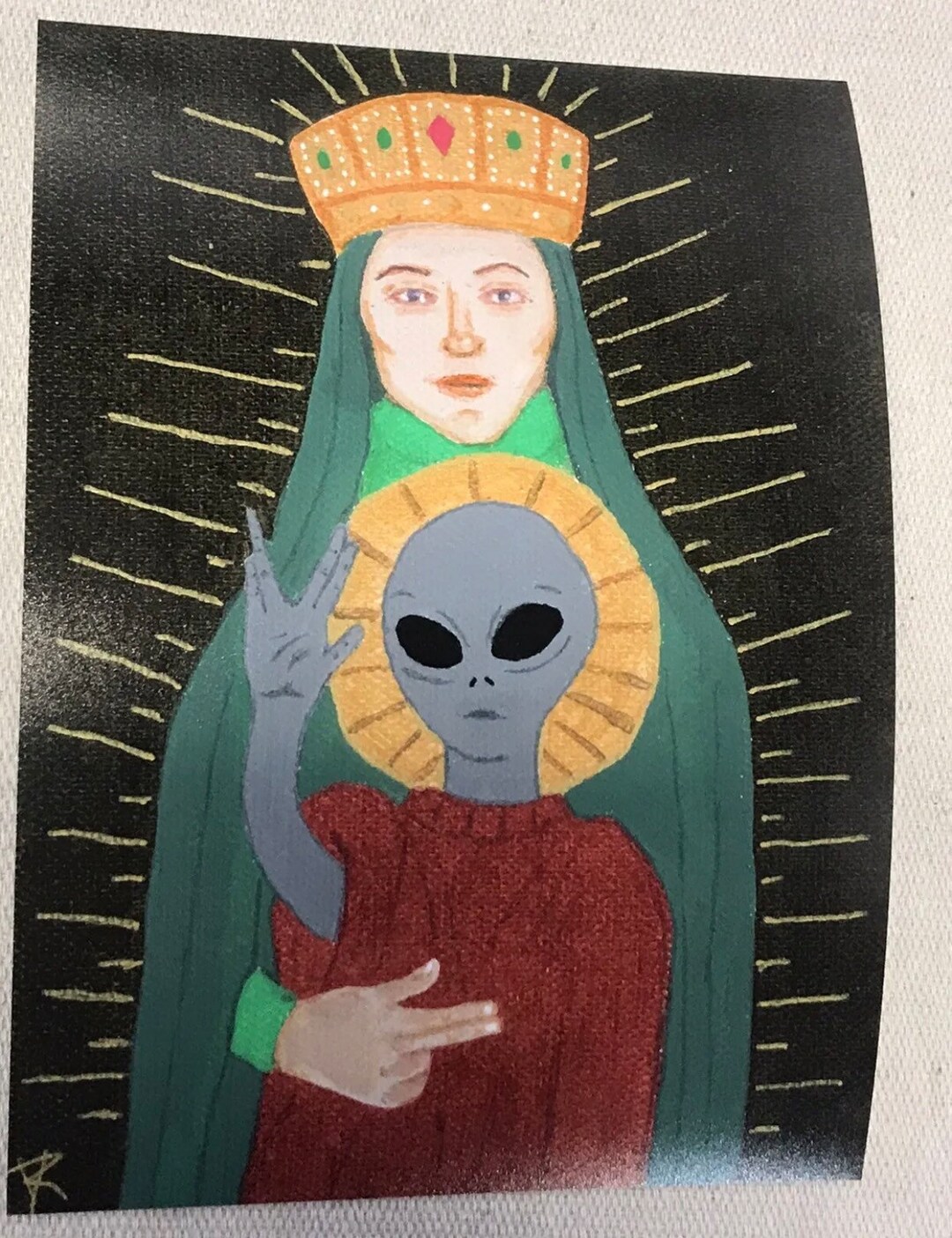 Alien Prophecy With Saint Art Print Extra Terrestrial Odditie Fantasy ...