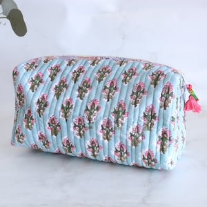 Buy Quilted makeup bags in bulk lots Block print bags Quilted cosmetic pouches Block print Toiletry bag colorful Bulk gifts women image 5