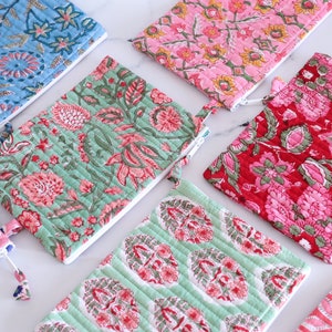 Bulk lot of Block print Flat pouches - Block print wallets - Assorted card and coin wallet - Small pouch for purse - 6x8 inches