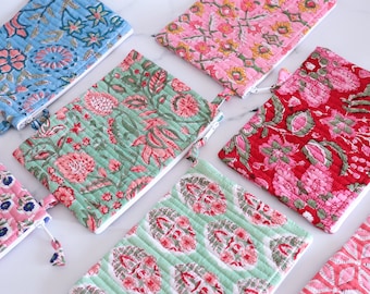 Bulk lot of Block print Flat pouches - Block print wallets - Assorted card and coin wallet - Small pouch for purse - 6x8 inches