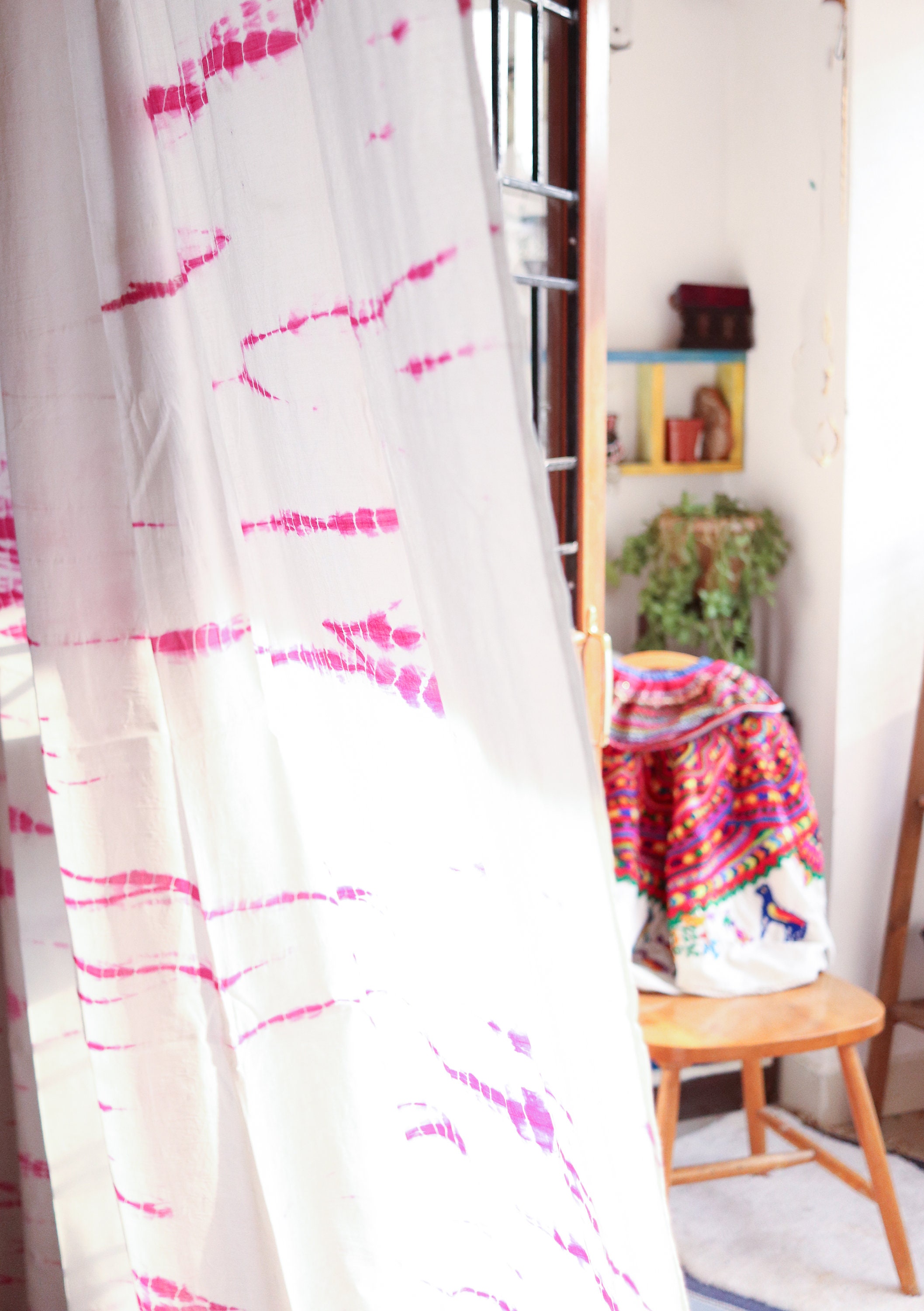 Shibori curtains Pink sheer curtains tie dye curtains Etsy