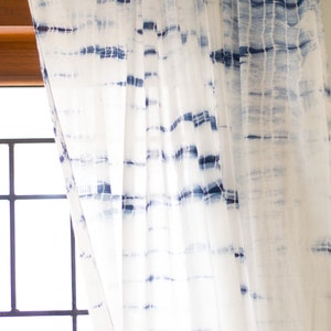 Shibori sheer curtains/Voile curtains/Sheer panels/Bohemian curtains/Window curtains/ curtain panels/Tie dye curtains/Curtains boho image 1