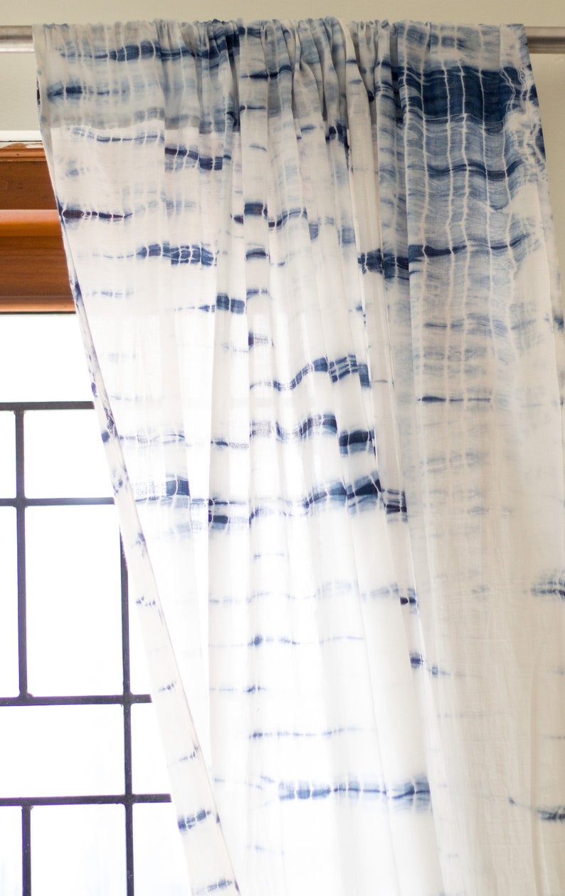 Shibori sheer curtains/Voile curtains/Sheer panels/Bohemian curtains/Window curtains/ curtain panels/Tie dye curtains/Curtains boho image 1