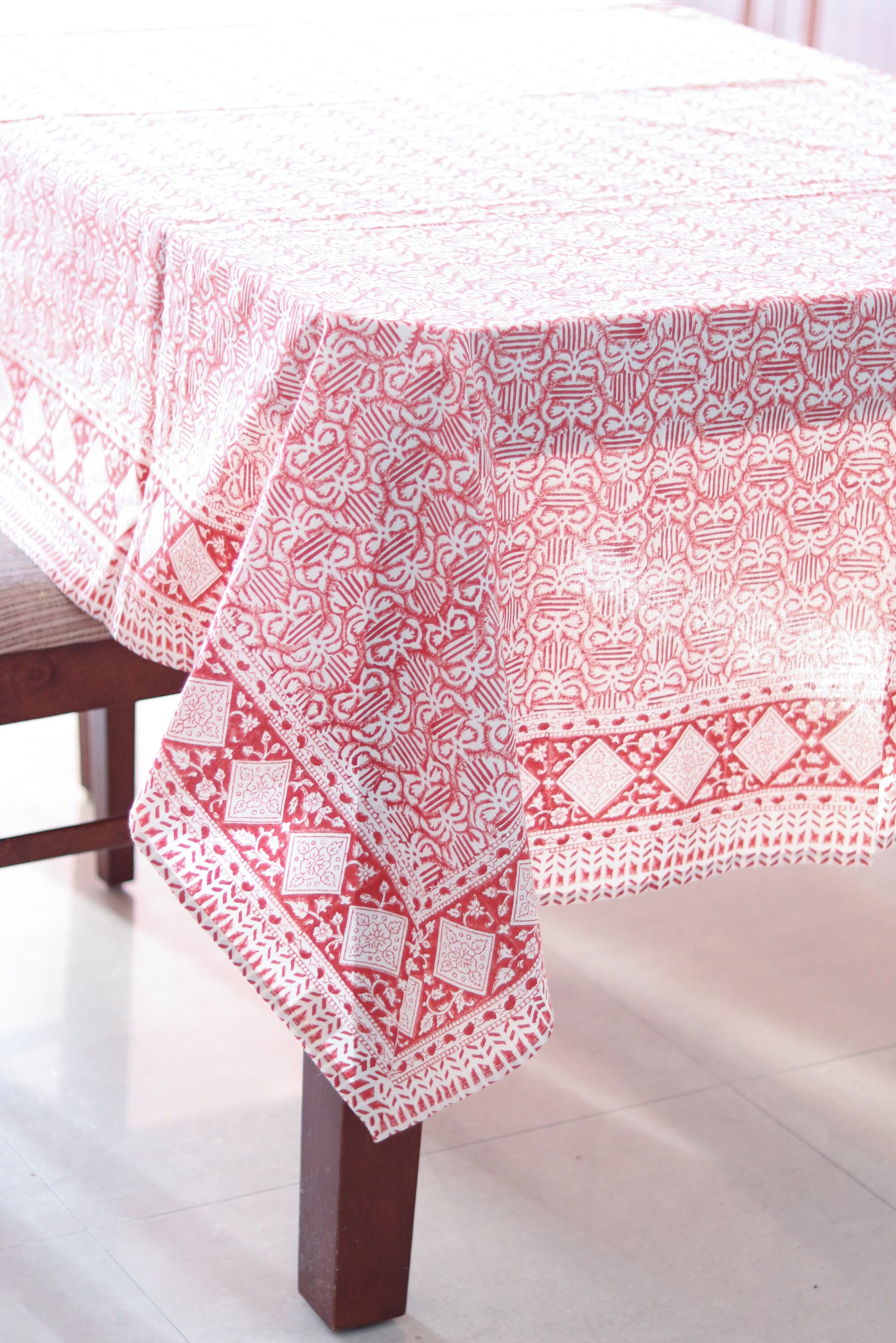 Block Print Tablecloth Extra Large Table Cloth 60x90 Etsy UK
