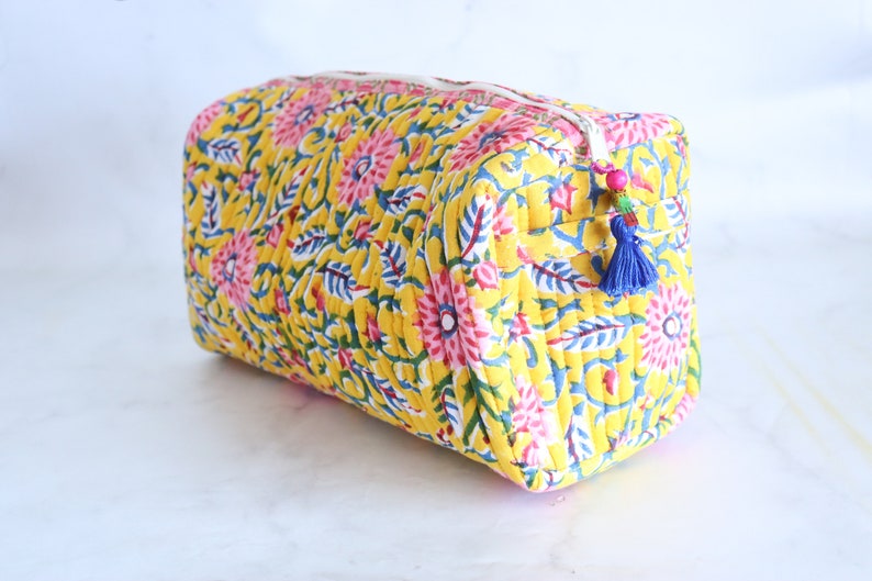 Bulk lot of Quilted cosmetic bag Block print bags Quilted make up bags Block print Toiletry bag colorful Bulk gifts women Pouches image 8