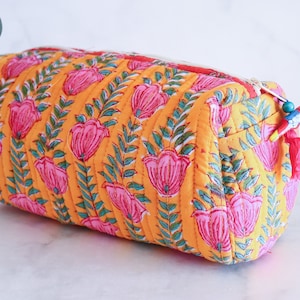 Bulk lot of Quilted cosmetic bag Block print bags Quilted make up bags Block print Toiletry bag colorful Bulk gifts women Pouches image 7