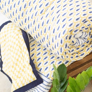 Boho comforter Queen quilt for sale Kantha quilt queen Jaipur quilt comforter set queen quilted bedspread yellow comforter image 5