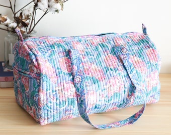 Boho Weekender bag - Weekender bag women - Floral overnight bag - quilted bag - Beach bag with zipper - Duffel bag - Boho duffel bag