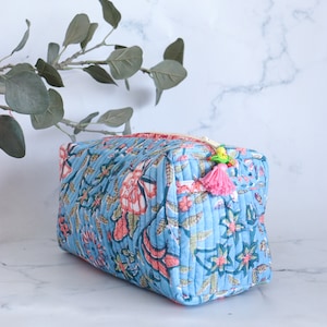 Buy Quilted makeup bags in bulk lots Block print bags Quilted cosmetic pouches Block print Toiletry bag colorful Bulk gifts women image 8