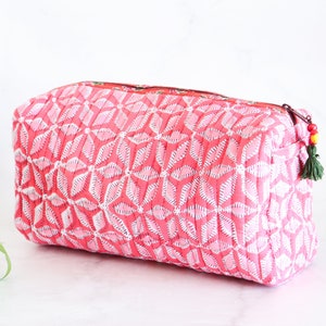 Bulk lot of Quilted cosmetic bag Block print bags Quilted make up bags Block print Toiletry bag colorful Bulk gifts women Pouches image 4