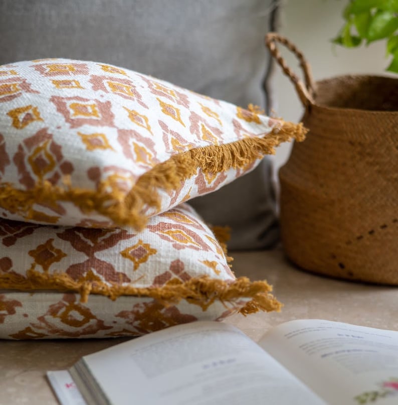 brown handloom pillow cover