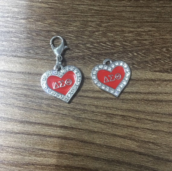 Rhinestone Delta Sigma Theta Enamel Heart Charm