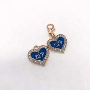 Rhinestone Sigma Gamma Rho enamel heart charm