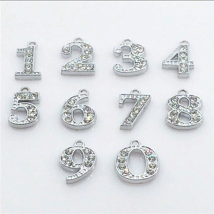 Rhinestone number deals charms