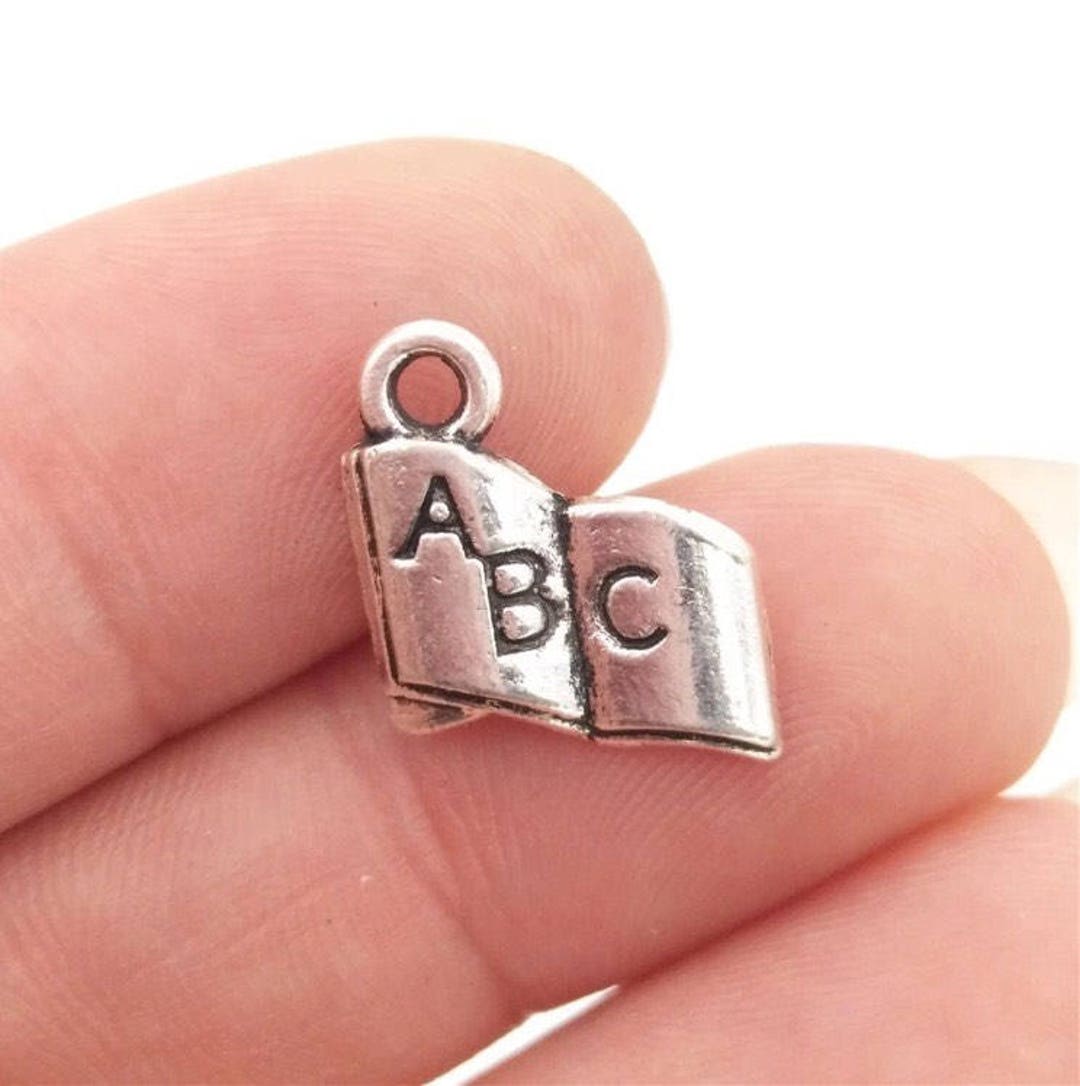 10 TEN Book Charms Antique Silver Etsy