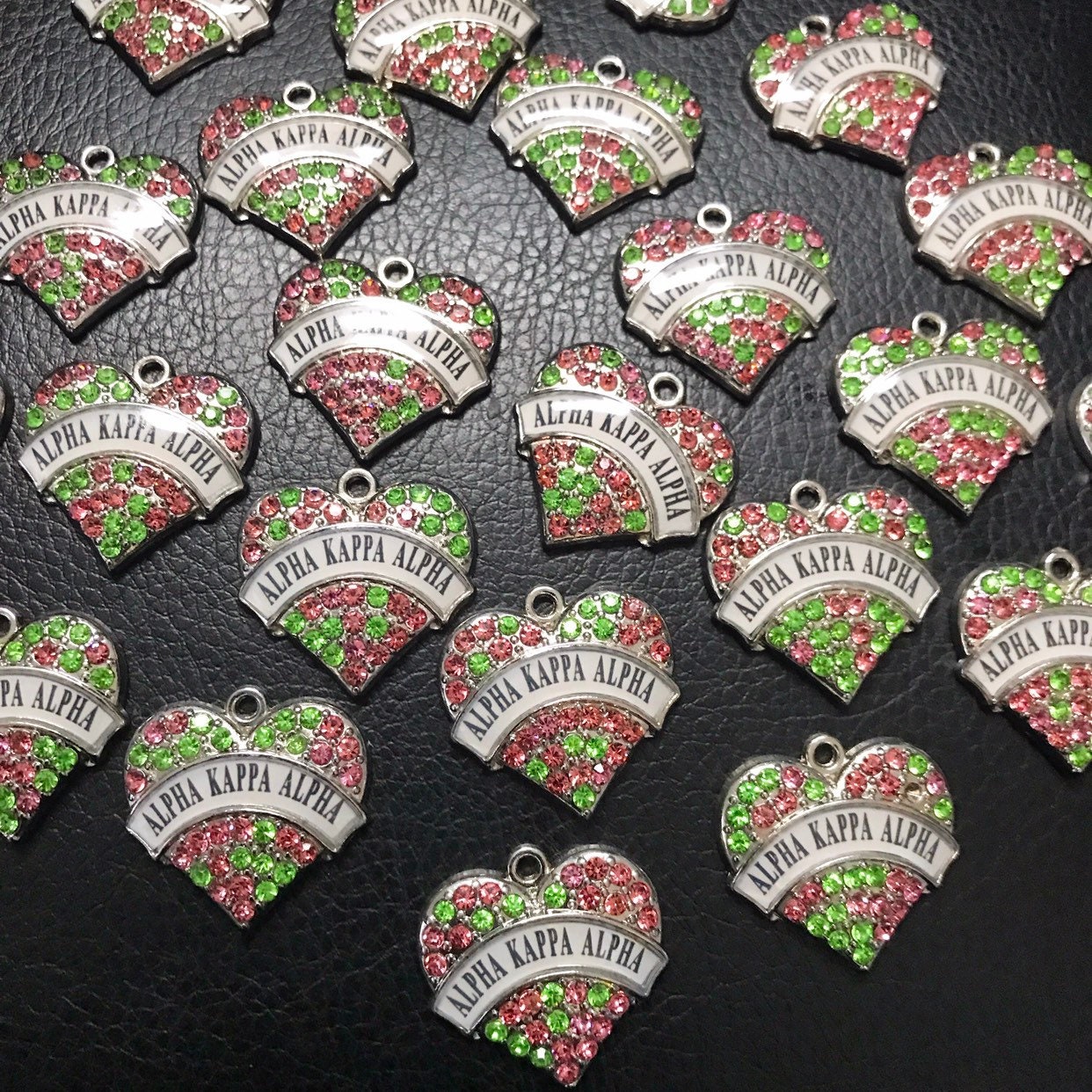 CLOSEOUT- Rhinestone Sorority heart charm