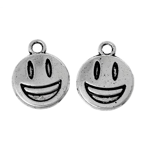 TEN 10 Smiling Face Charms / Face Charms Etsy