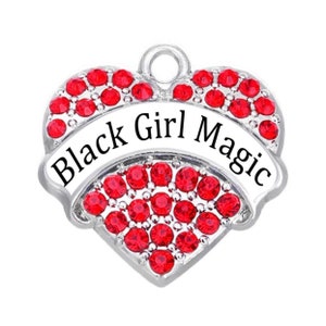 Rhinestone Black Girl Magic heart charm