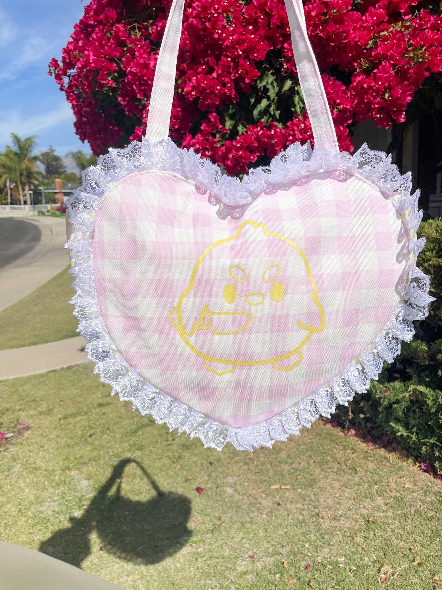 Pink Gingham Heart Tote - Etsy