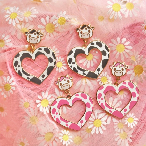 Cow heart earrings deals
