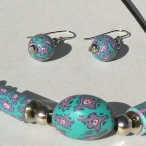 Earrings and Necklace Vintage Beaded Circa1980