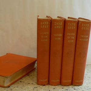 Zane Grey 5 Volume Vintage Collector&#39;s Books Circa 1930s