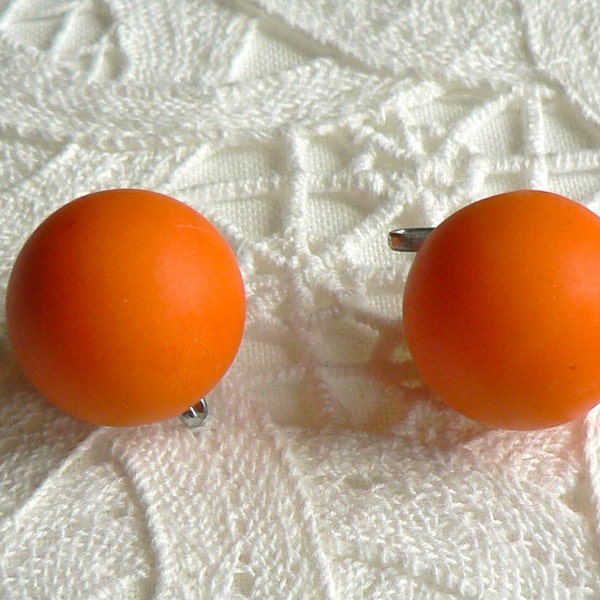 Orange Round Toggle Buttons Circa 1960