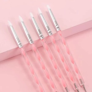 5 Tip Silicone Nail Art Brush Gel Dotting Tool Sets Arts and Crafts Chrome  Powder Applicator Painting Tool 