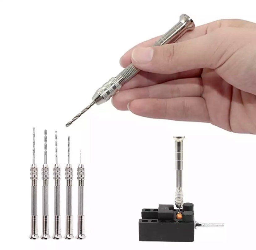 MINI HAND DRILL Includes 10 Piece Micro Drill Bits Multiple Size Drill Bits  Polymer Clay, Jewellery Making, Resin, Acrylic 