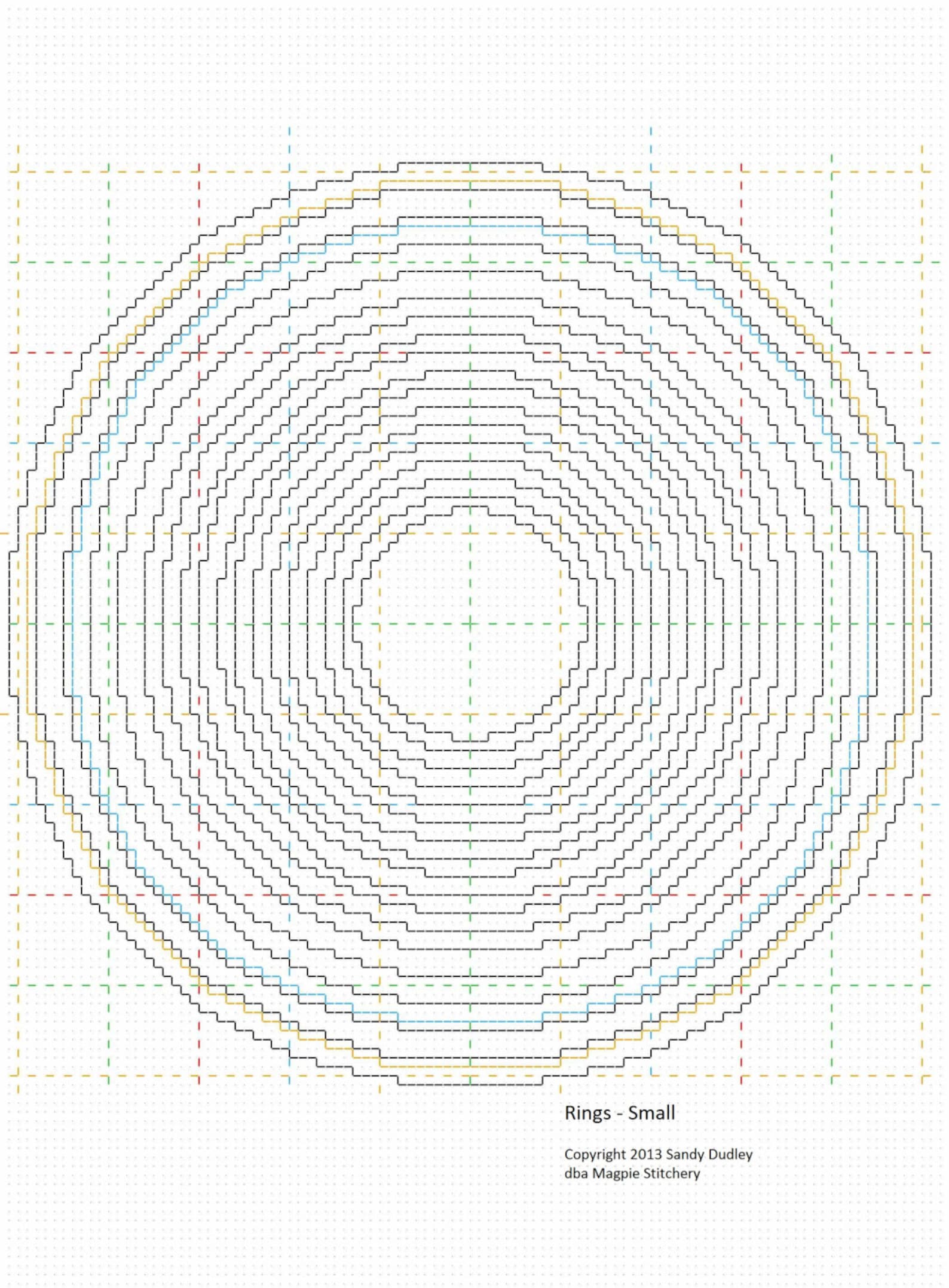Cross Stitch Rings Pattern for Many Sizes Concentric Rings or Circles