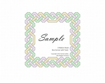 Celtic knotwork border pattern for 4"x6" or 5"x7" frame - counted cross stitch or needlepoint - Twist