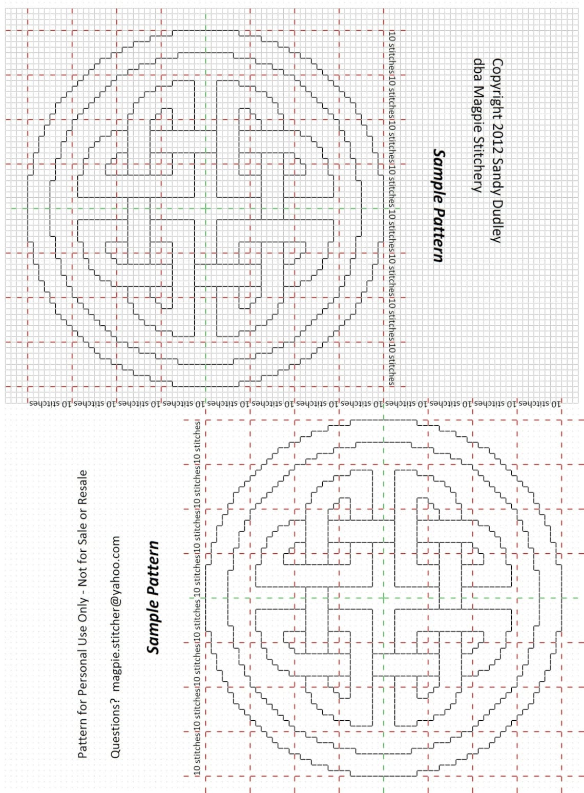 Cross Stitch Rings Pattern for Many Sizes Concentric Rings or Circles