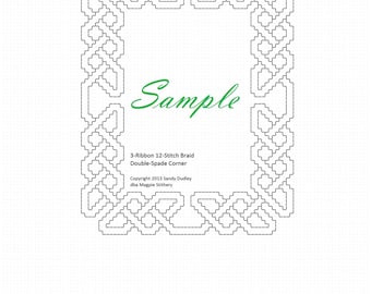 Celtic knotwork border - cross stitch or needlepoint pattern - Double-Spade Corner - fits 8"x10" frame