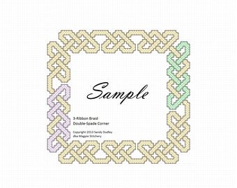 Celtic knotwork border pattern fits 4x6" & 5x7" frames - counted cross stitch or needlepoint - Double Spade Corner