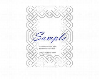 Celtic knotwork border pattern - cross stitch or needlepoint - Box Corner with Twist - fits 8"x10" frame