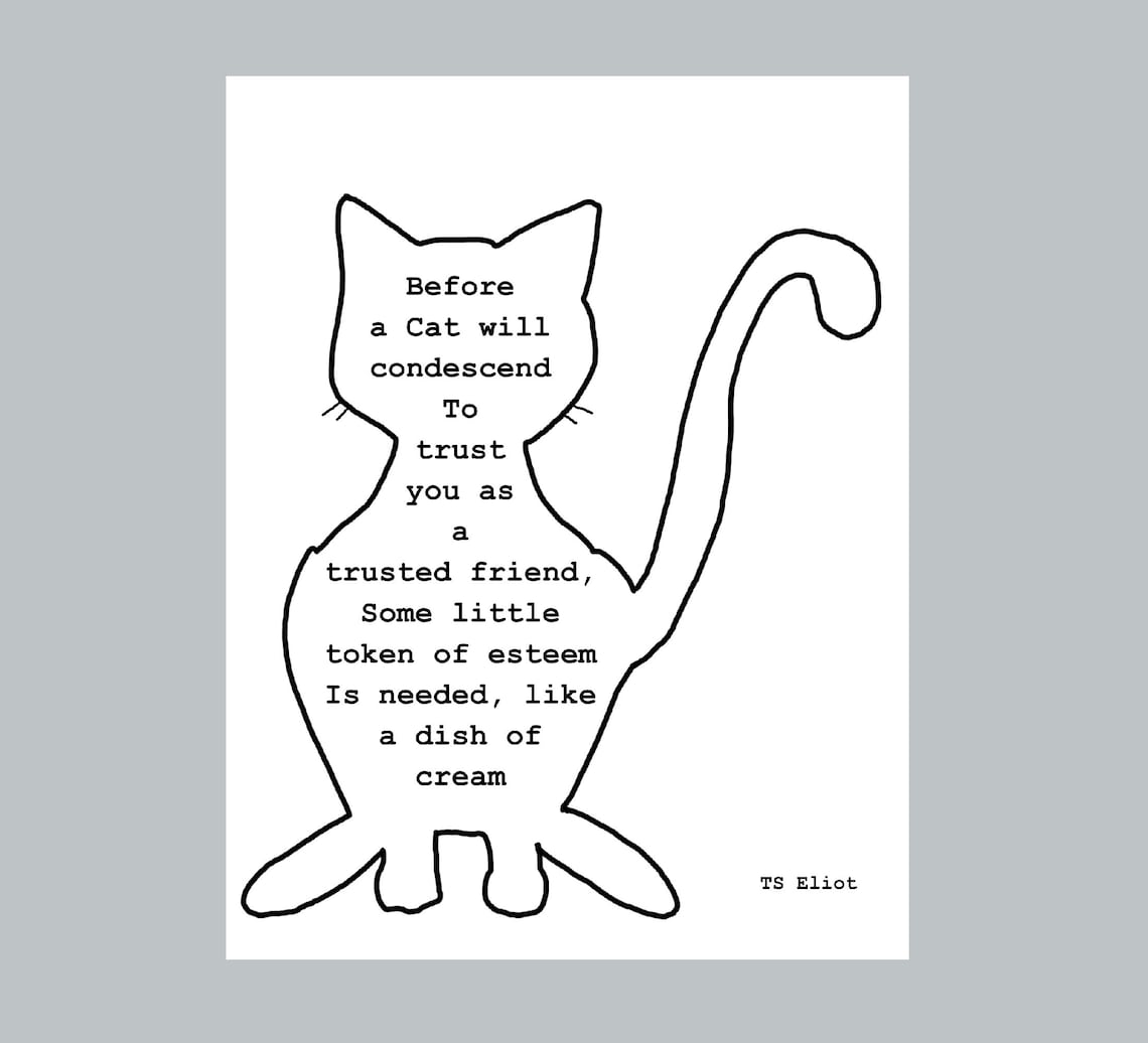 TS Eliot Cat Poem Famous Poet Print Printable Wall Art Cat Etsy